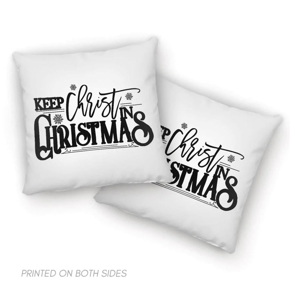 Jesus Pillow, Christian, Snowflakes Pillow, Keep Christ in Christmas Pillow, Christmas Throw Pillow, Inspirational Gifts