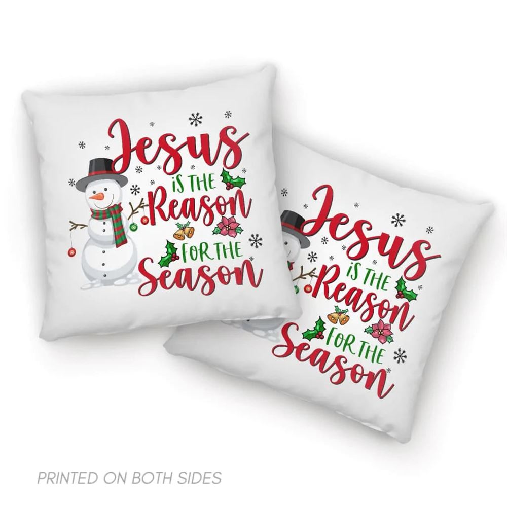 Jesus Pillow, Christian, Snowman, Christmas Pillow, Jesus is the reason for the season Pillow, Christmas Throw Pillow, Inspirational Gifts