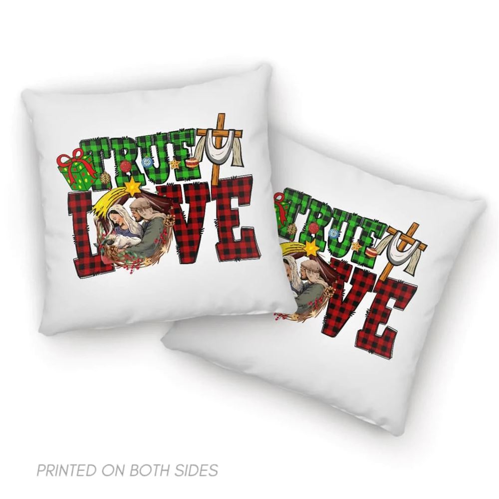 Jesus Pillow, Christmas Pillow, Buffalo Plaid Pillow, True love pillow, Christmas Throw Pillow, Inspirational Gifts