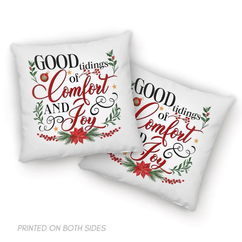 Jesus Pillow, Christmas Wreath, Bay Leaf Pillow, Christmas Good tidings of comfort and joy Throw Pillow, Christmas Throw Pillow, Inspirational Gifts