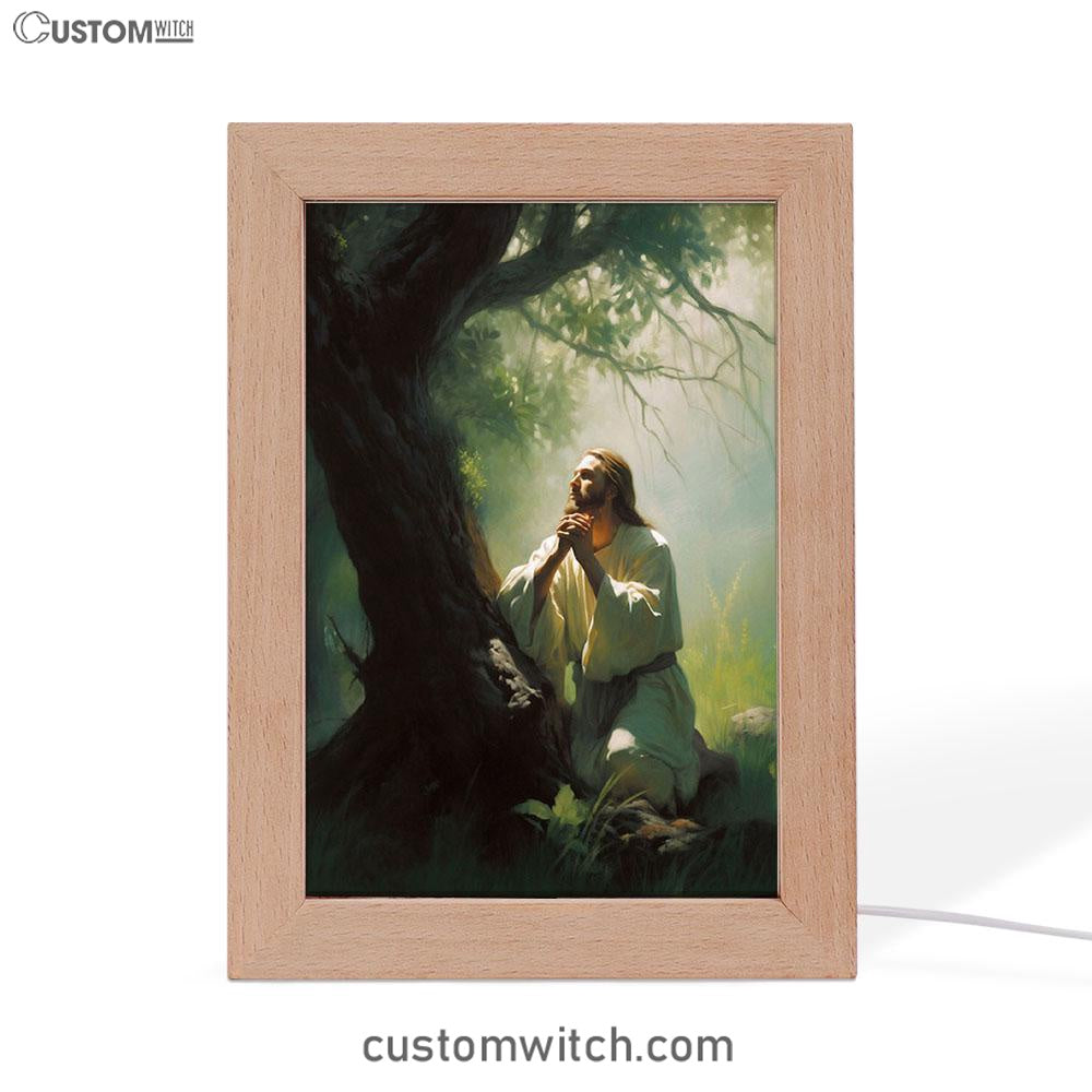 Jesus Praying In The Garden Painting Frame Lamp Prints - Jesus Frame Lamp Art - Christian Art Decor