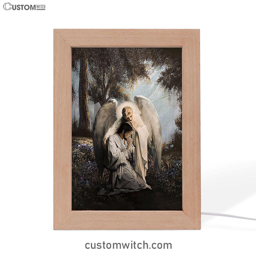 Jesus Praying With Angel Frame Lamp - Christian Art - Religious Home Decor