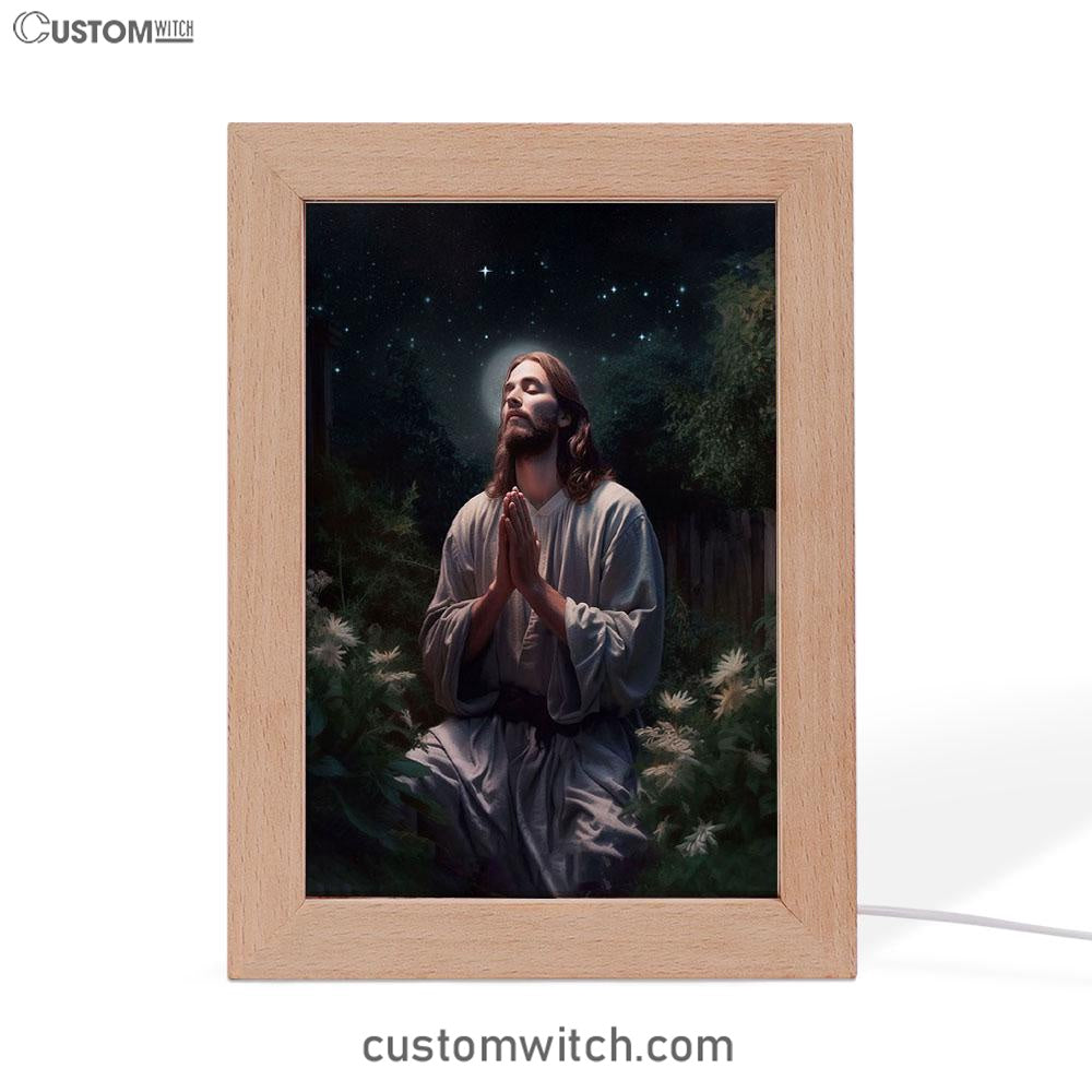 Jesus Prays In The Gethsemane Frame Lamp Prints - Jesus Frame Lamp Art - Christian Art Decor