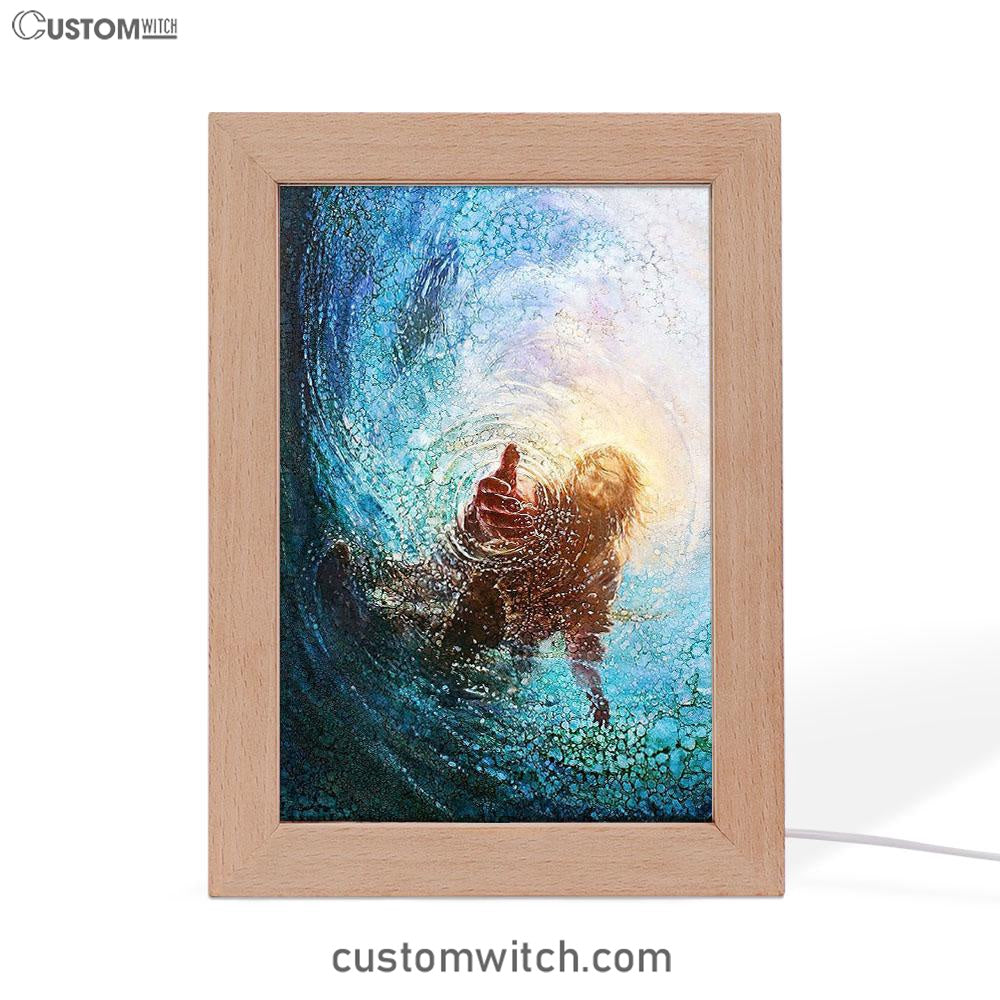 Jesus Reaching Into Water Frame Lamp Art - Jesus Frame Lamp Pictures - Christian Night Light