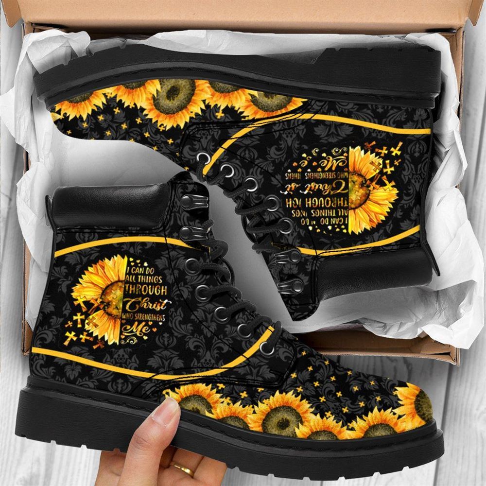 Jesus Sunflower Boots, Christian Lifestyle Boots, Bible Verse Boots, Christian Apparel Boots