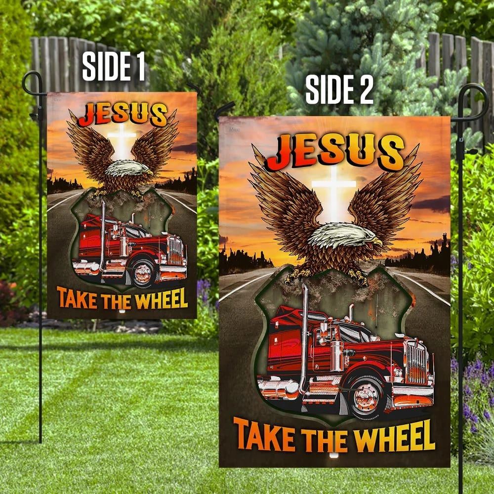 Jesus Take The Wheel Truck Driver House Flag, Christian Flag, Christian Flag, Scripture Flag, Garden Banner