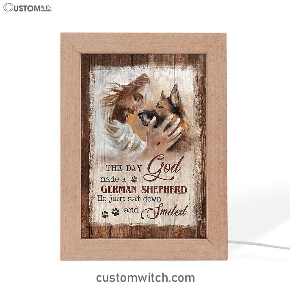 Jesus The Day God Made A German Shepherd Frame Lamp - Christian Art - Religious Home Decor