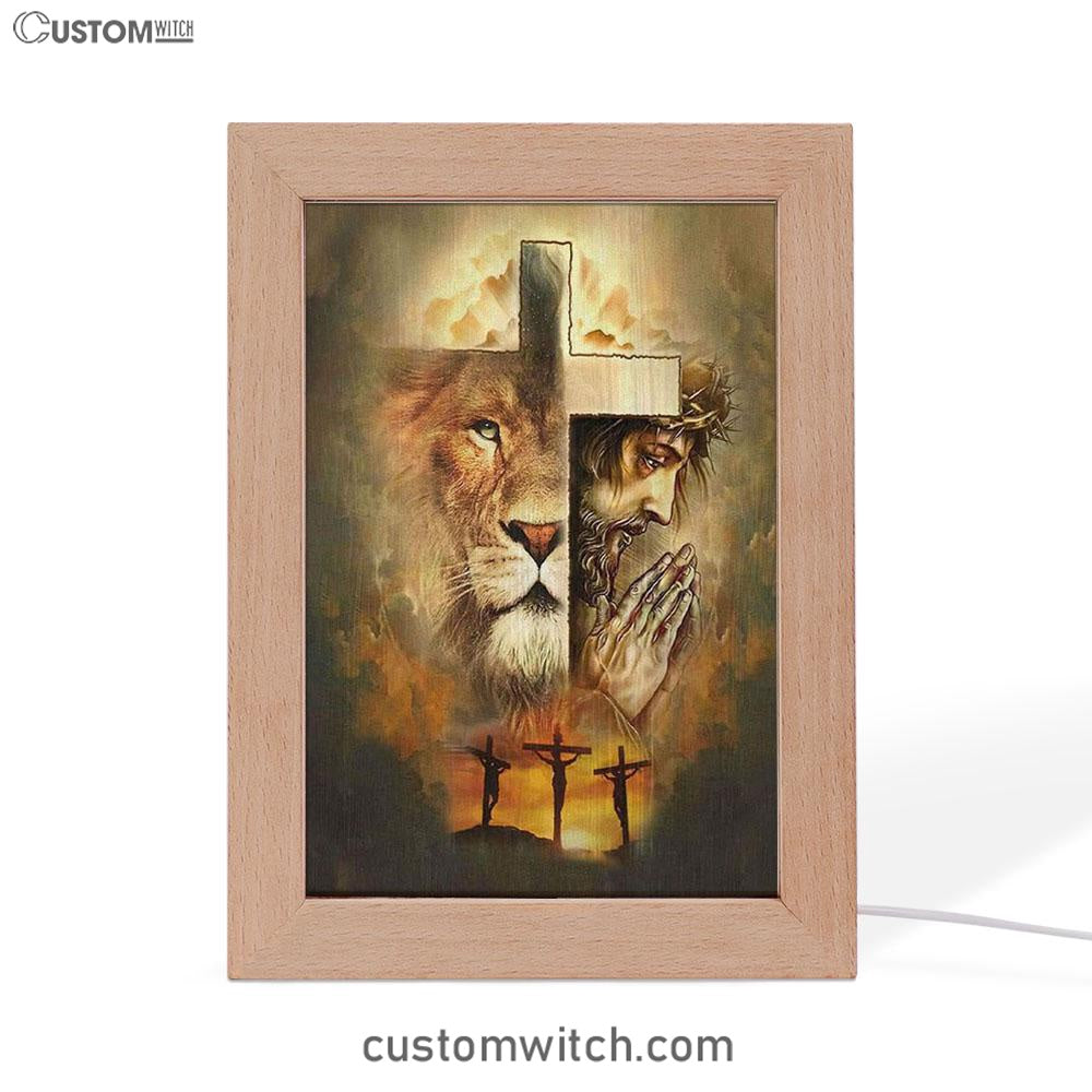 Jesus The Lion Of Judah Frame Lamp Prints - Bible Verse Decor - Scripture Art