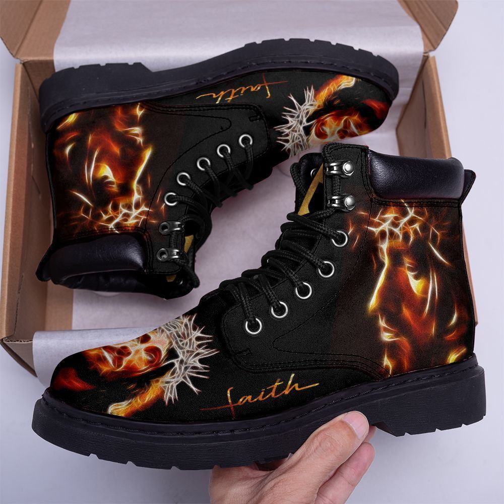 Jesus Walk By Faith Boots, Jesus Christ Shoes, Christian Lifestyle Boots, Bible Verse Boots, Christian Apparel Boots