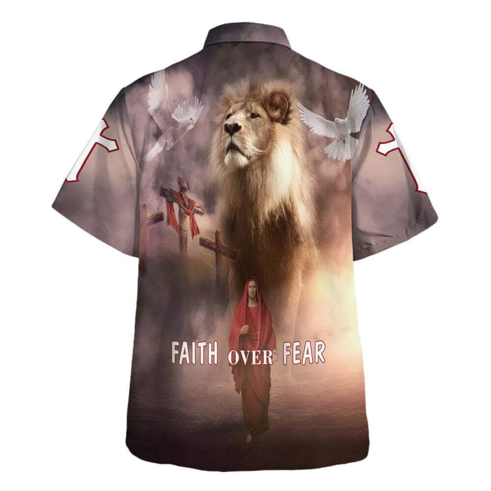 Jesus Walk On The Water Bible Verse Faith Over Fear Hawaiian Shirt For Men, Christian Hawaiian Shirt, Gift For Christian