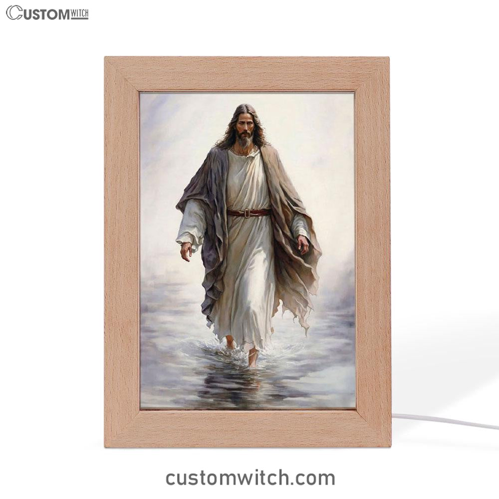 Jesus Walking On Water Frame Lamp Art - Jesus Pictures - Christian Decor - Jesus Frame Lamp Art