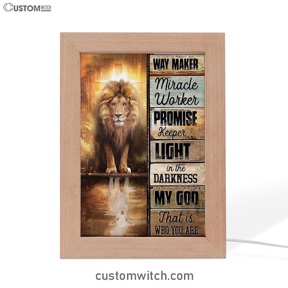 Jesus Way Maker Lion Of Judah Frame Lamp Prints - Bible Verse Decor - Scripture Art