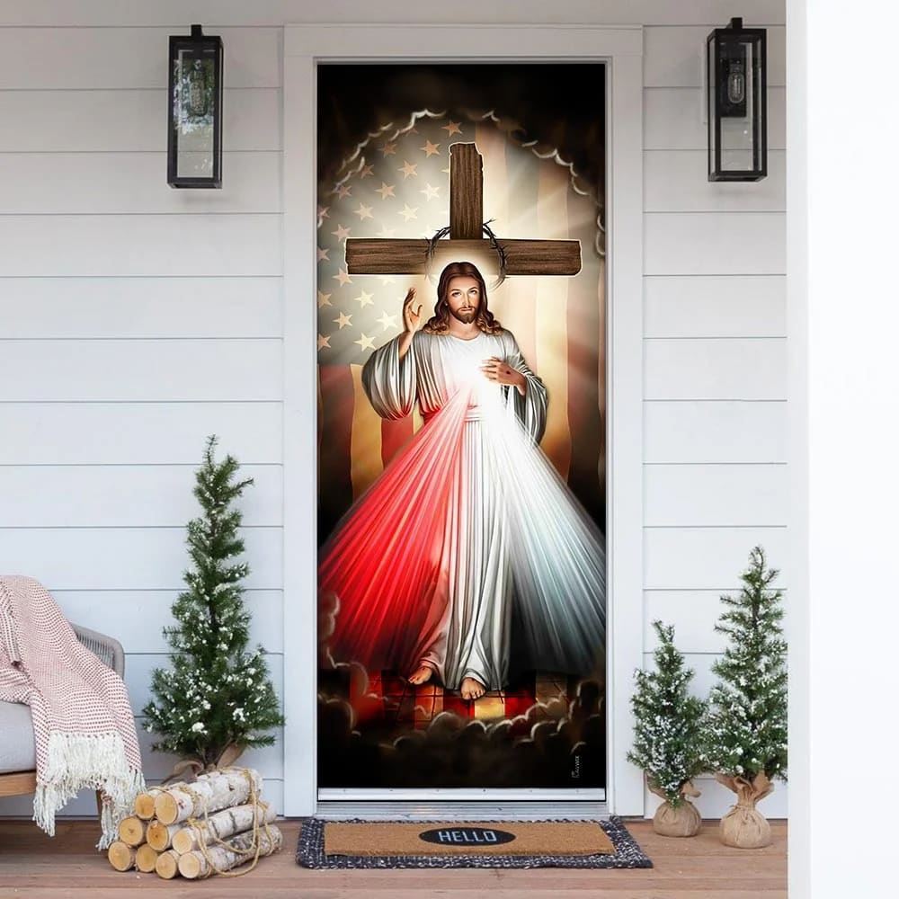 Jesus With America Door Cover, Christian Door Decor, Door Christian Church, Christian Door Plaques