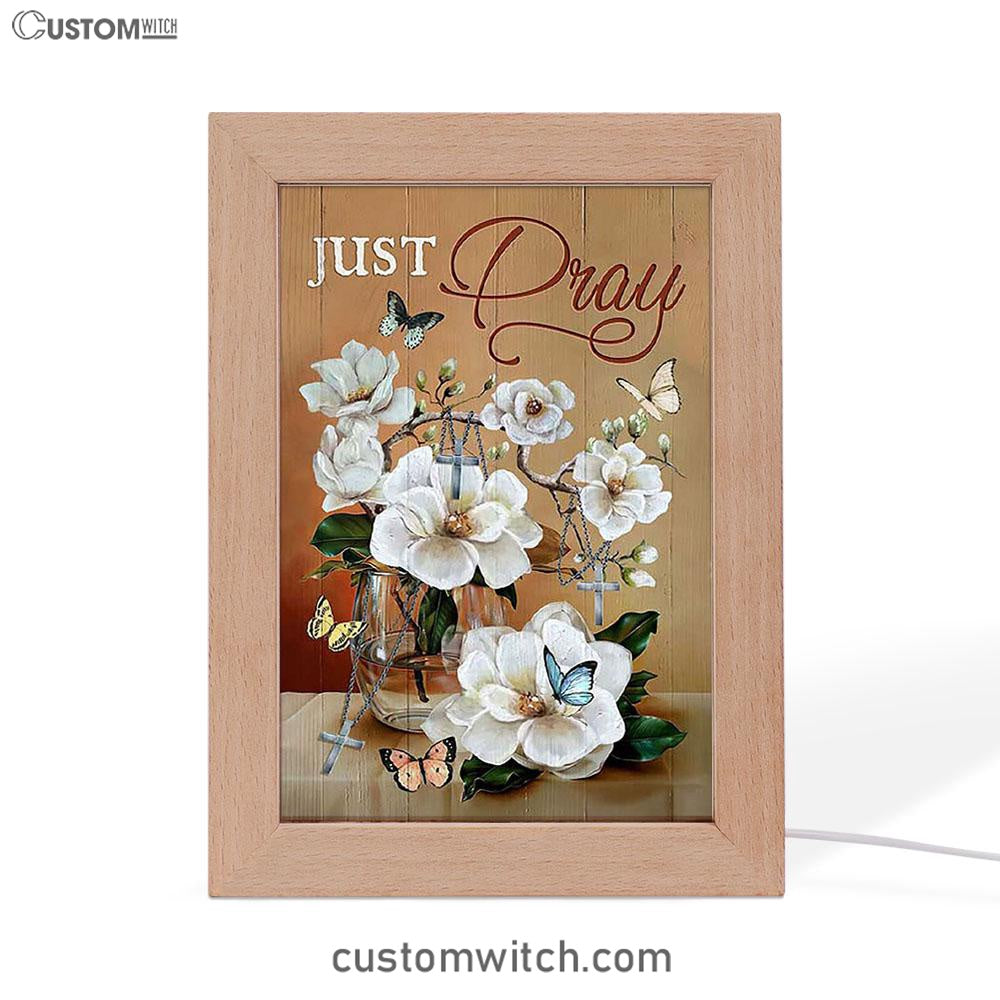 Just Breathe Art Frame Lamp - Bible Verse Wooden Lamp - Christian Art Home Decor