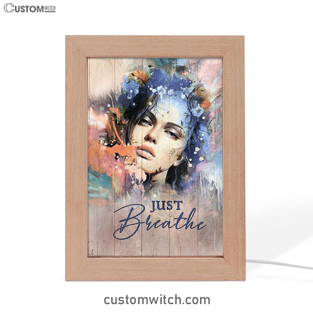 Just Breathe Frame Lamp Art - Bible Verse Wooden Lamp - Inspirational Art - Christian Home Decor