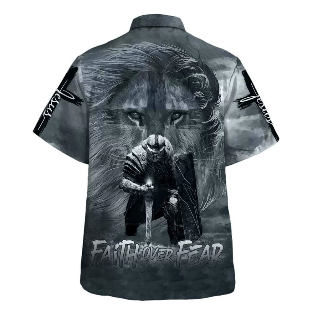 Knight And Lion Armor Of God Faith Over Fear Jesus Hawaiian Shirt For Men, Christian Hawaiian Shirt, Gift For Christian