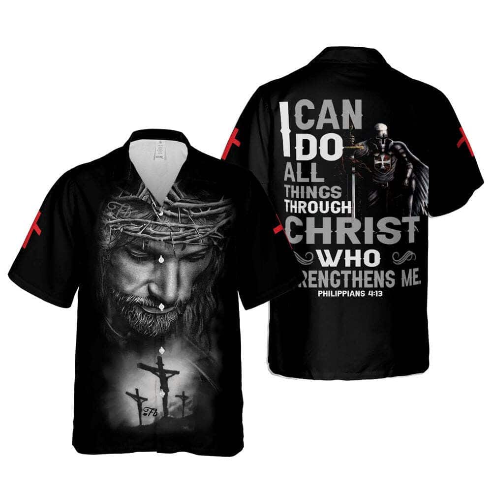 Knight Bible Verse Jesus I Can Do All Things Through Christ Religious Hawaiian Shirt For Men, Christian Hawaiian Shirt, Gift For Christian