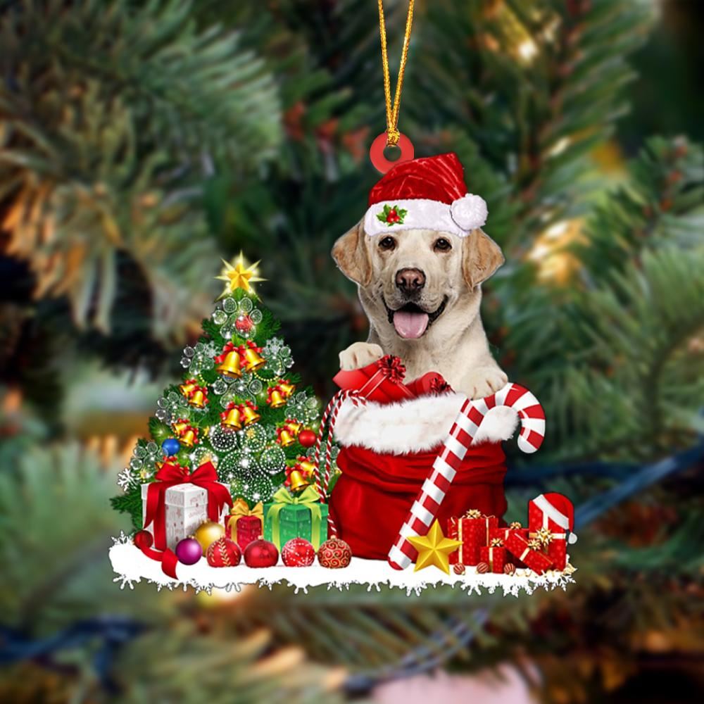 Labrador Retriever Gift Bag Merry Christmas Ornament, Christmas Gift, Christmas Tree Decorations, Christmas Ornament 2023