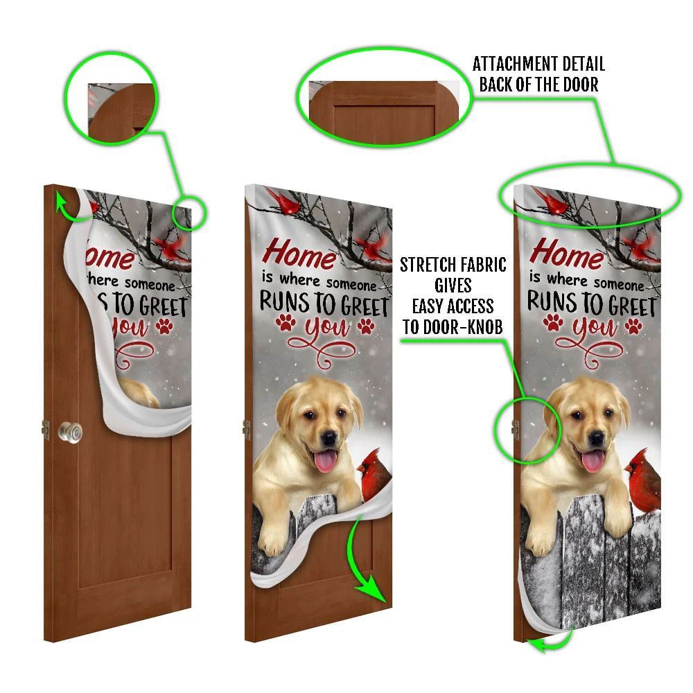 Labrador Retriever Home Is Where Someone Runs To Greet You Door Cover, Christmas Garage Door Covers, Christmas Outdoor Decoration