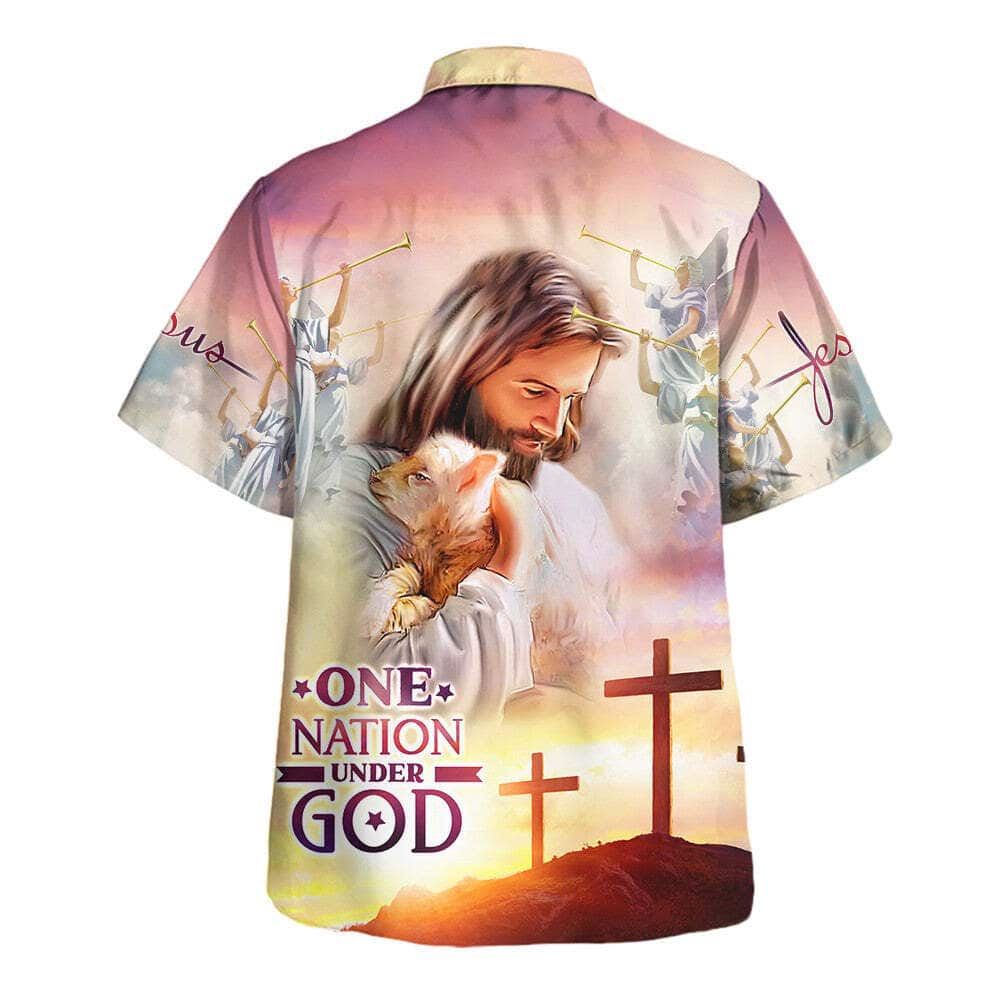 Lamb Of God Jesus Christ One Nation Under God Hawaiian Shirt For Men, Christian Hawaiian Shirt, Gift For Christian