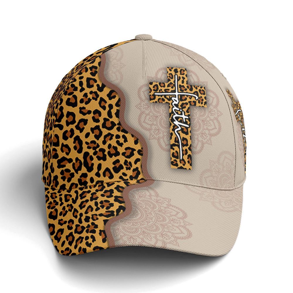 Leopard Crossover Faith Mandala Style All Over Print Baseball Cap, God Cap, Gift Ideas For Male