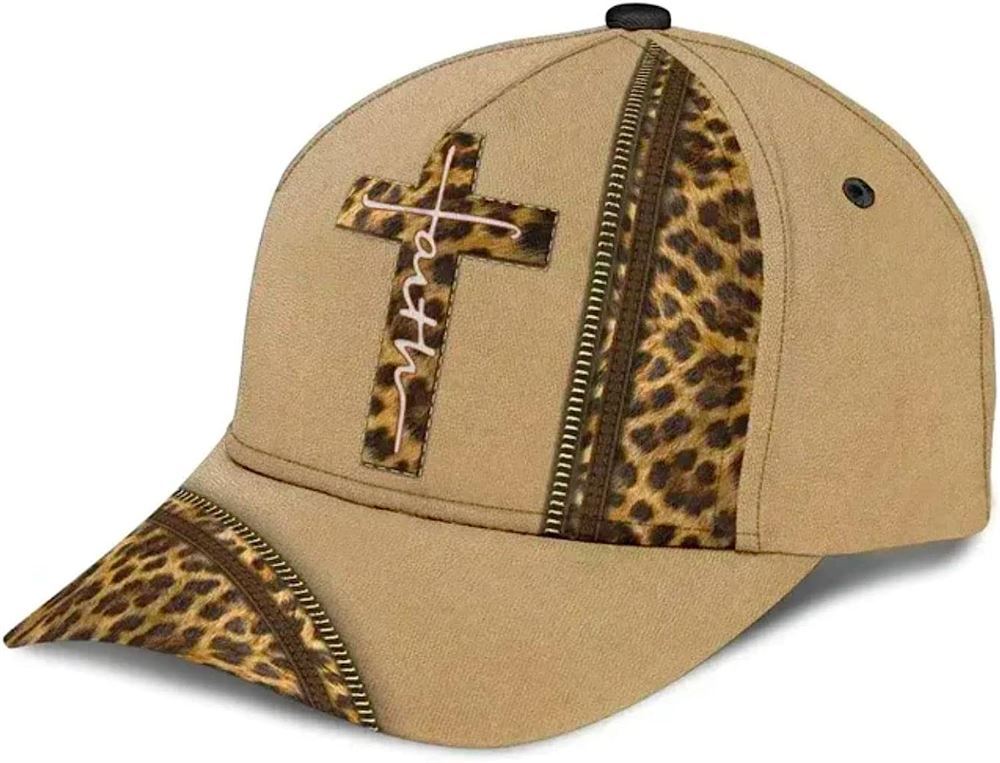Leopard Faith Jesus Cross All Over Print Baseball Cap, God Cap, Gift Ideas For Male