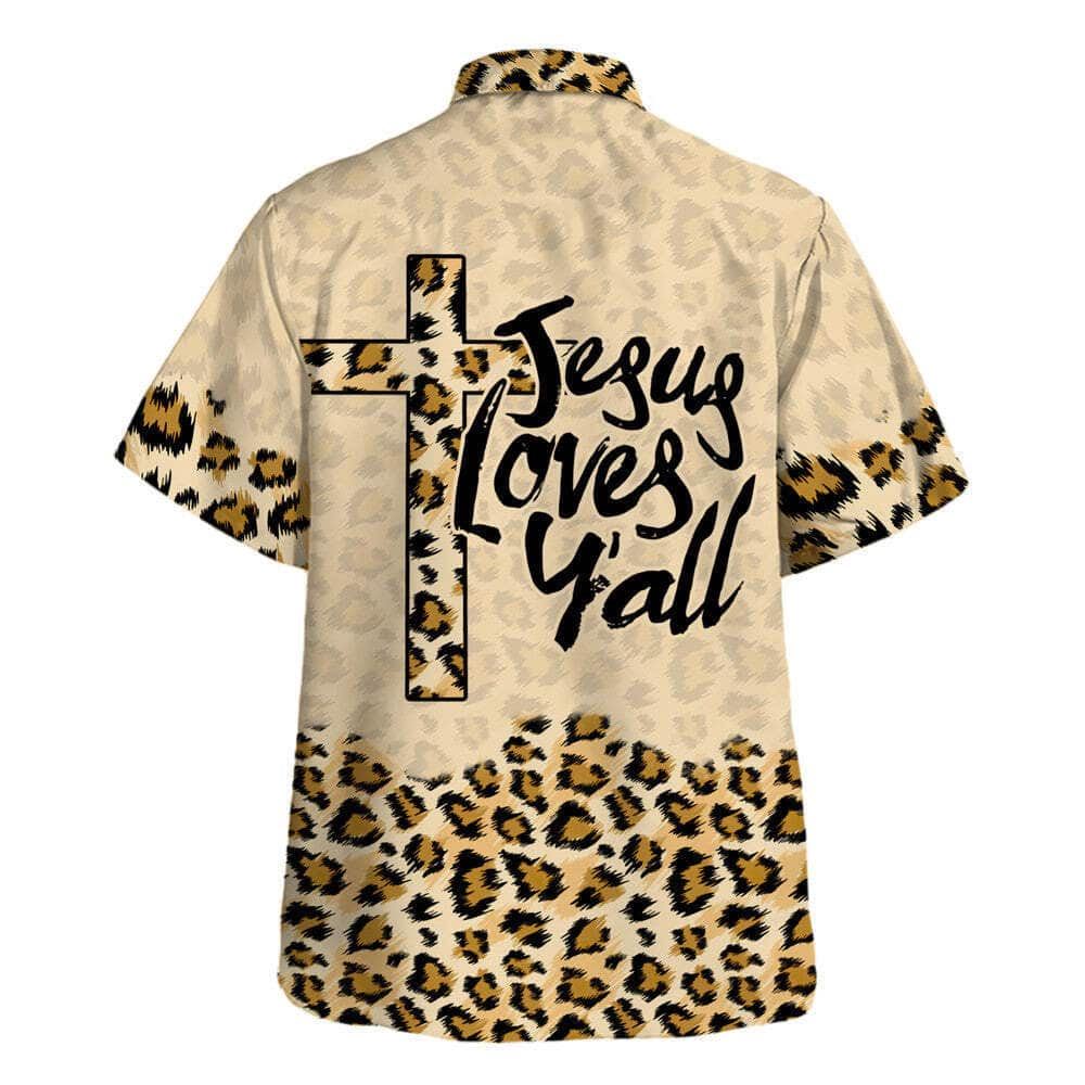 Leopard Jesus Love Y'all Hawaiian Shirt For Men, Christian Hawaiian Shirt, Gift For Christian