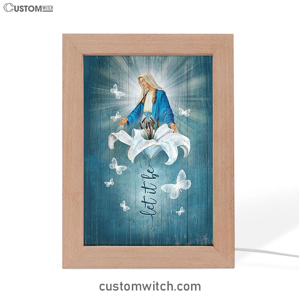 Let It Be Lily Flower Maria Butterfly Frame Lamp - Lion Frame Lamp Print - Christian Art - Religious Home Decor
