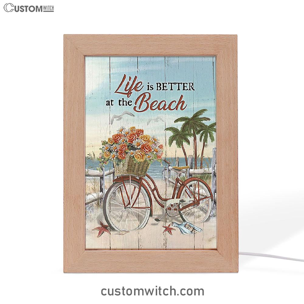 Life Is Better At The Beach Flower Basket Beach Cruiser Frame Lamp - Christian Art - Religious Home Decor