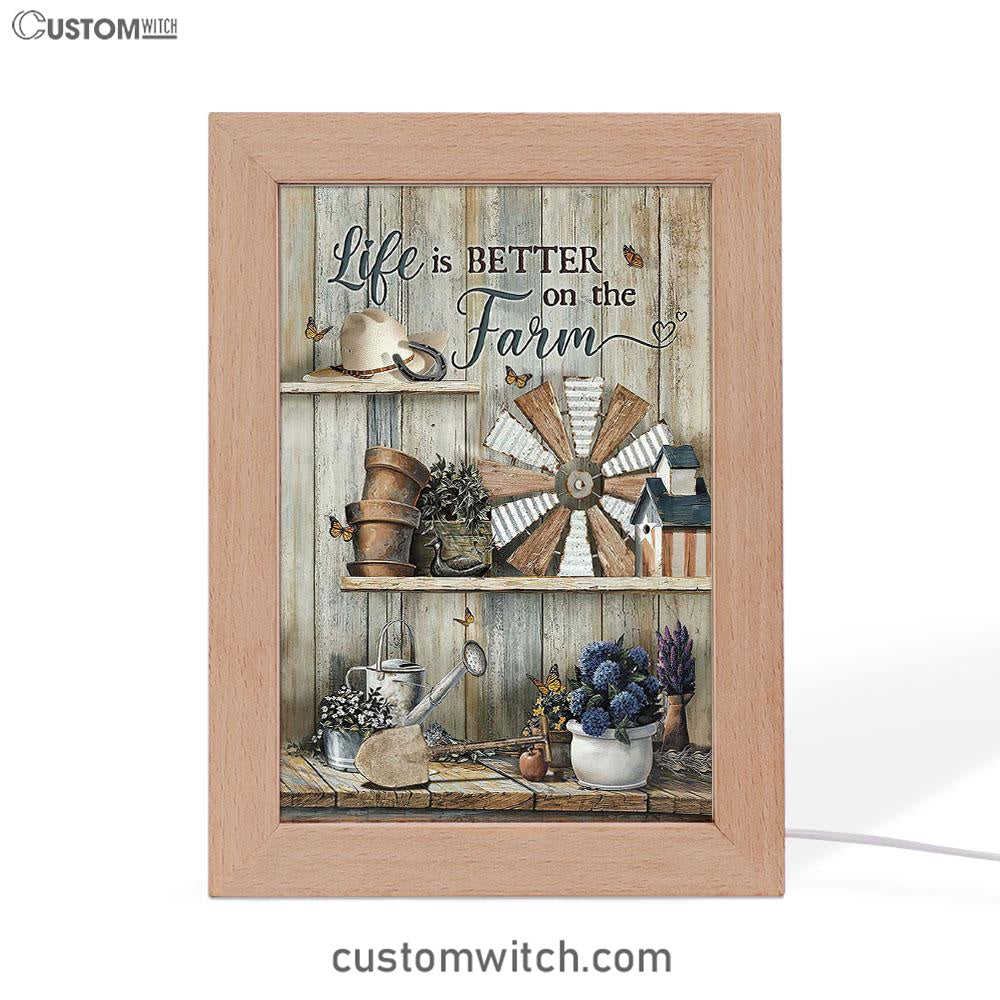 Life Is Better On The Farm Frame Lamp Art - Christian Art - Bible Verse Art - Religious Home Decor