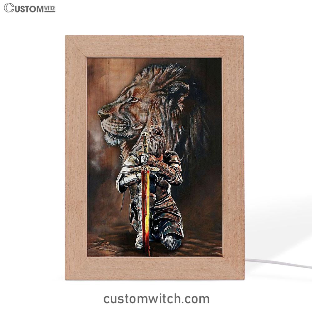 Lion And Women Warrior Frame Lamp Art - Christian Frame Lamp - Religious Gifts Night Light