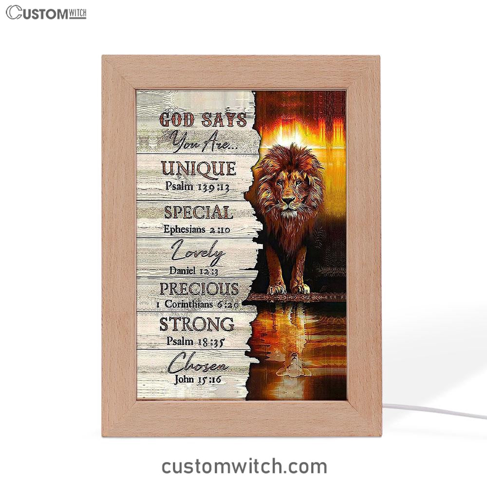 Lion God Says You Are Frame Lamp Prints - Lion Frame Lamp Art - Christian Inspirational Frame Lamp
