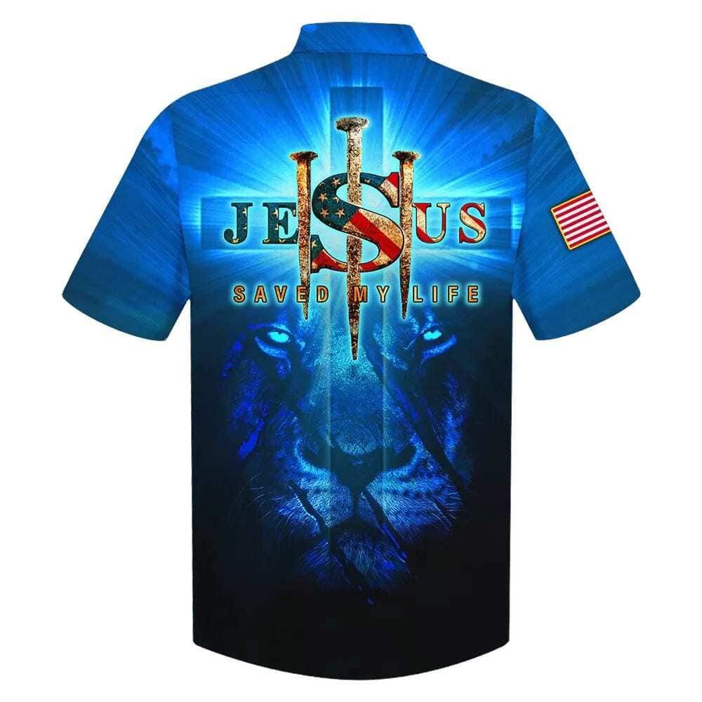 Lion Jesus Saved My Life Christian Faith Hawaiian Shirt For Men, Christian Hawaiian Shirt, Gift For Christian