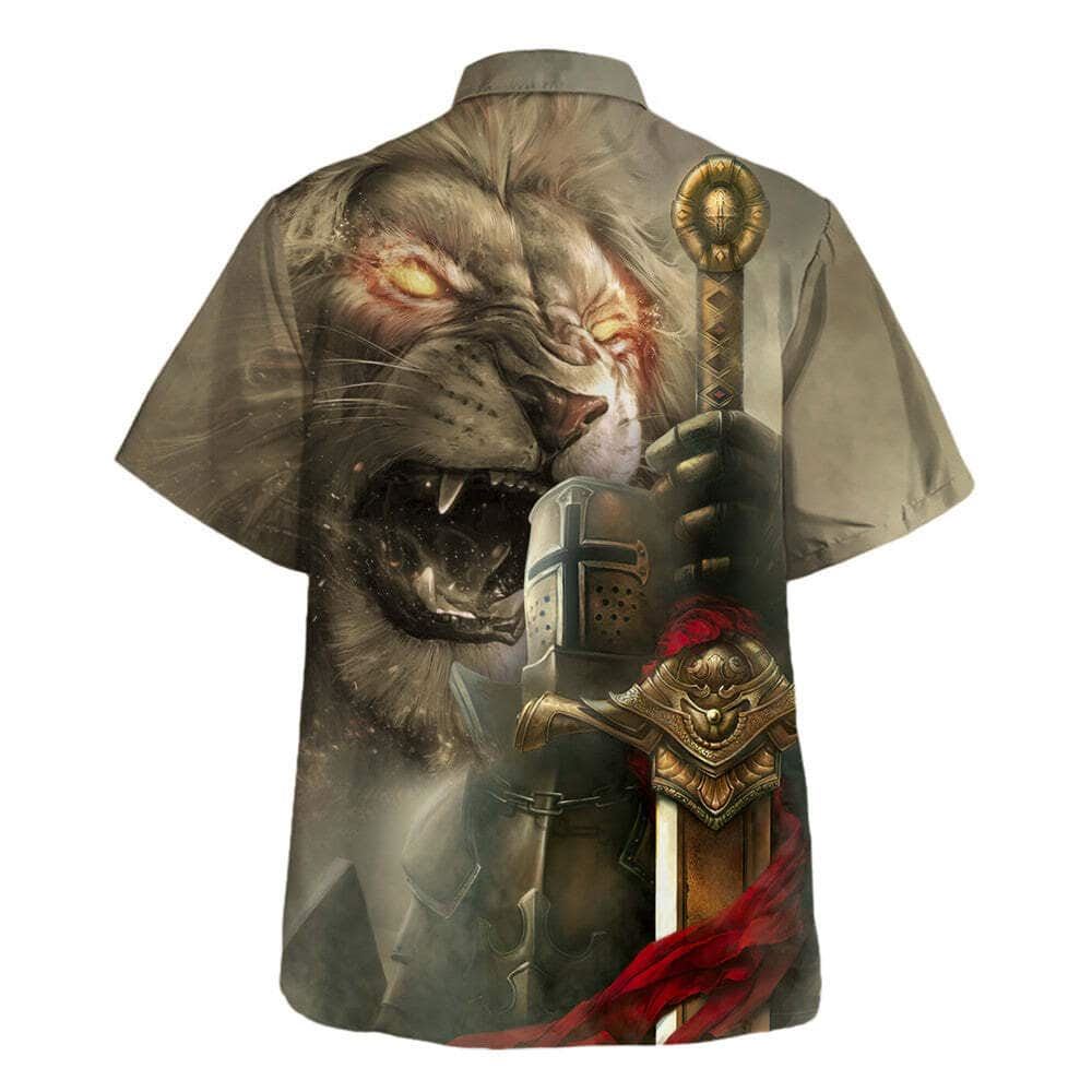 Lion Knight Of The Temple Armor Of God Hawaiian Shirt For Men, Christian Hawaiian Shirt, Gift For Christian