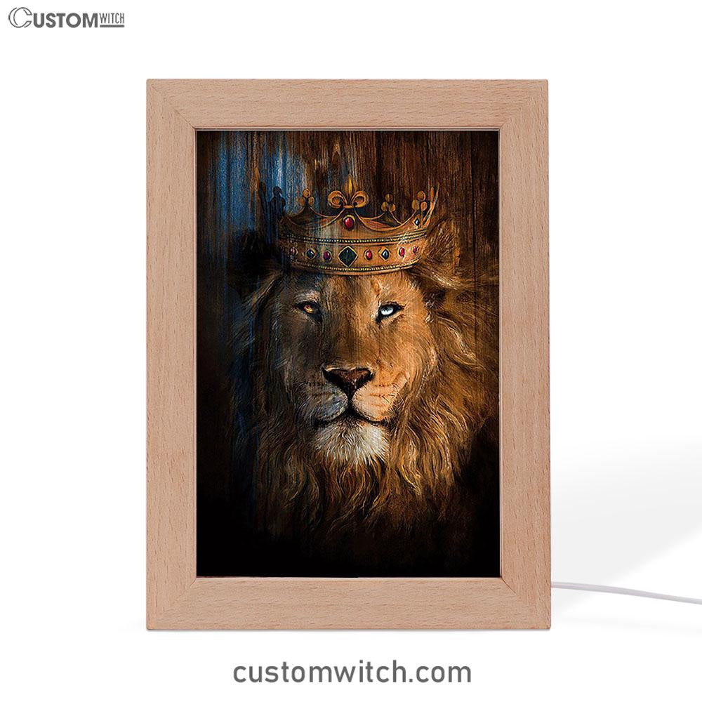 Lion Of Judah Gorgeous Crown Frame Lamp - Christian Art - Religious Home Decor