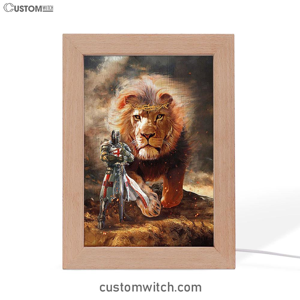 Lion Of Judah Knight Of God Frame Lamp - Lion Frame Lamp Print - Christian Art - Religious Home Decor