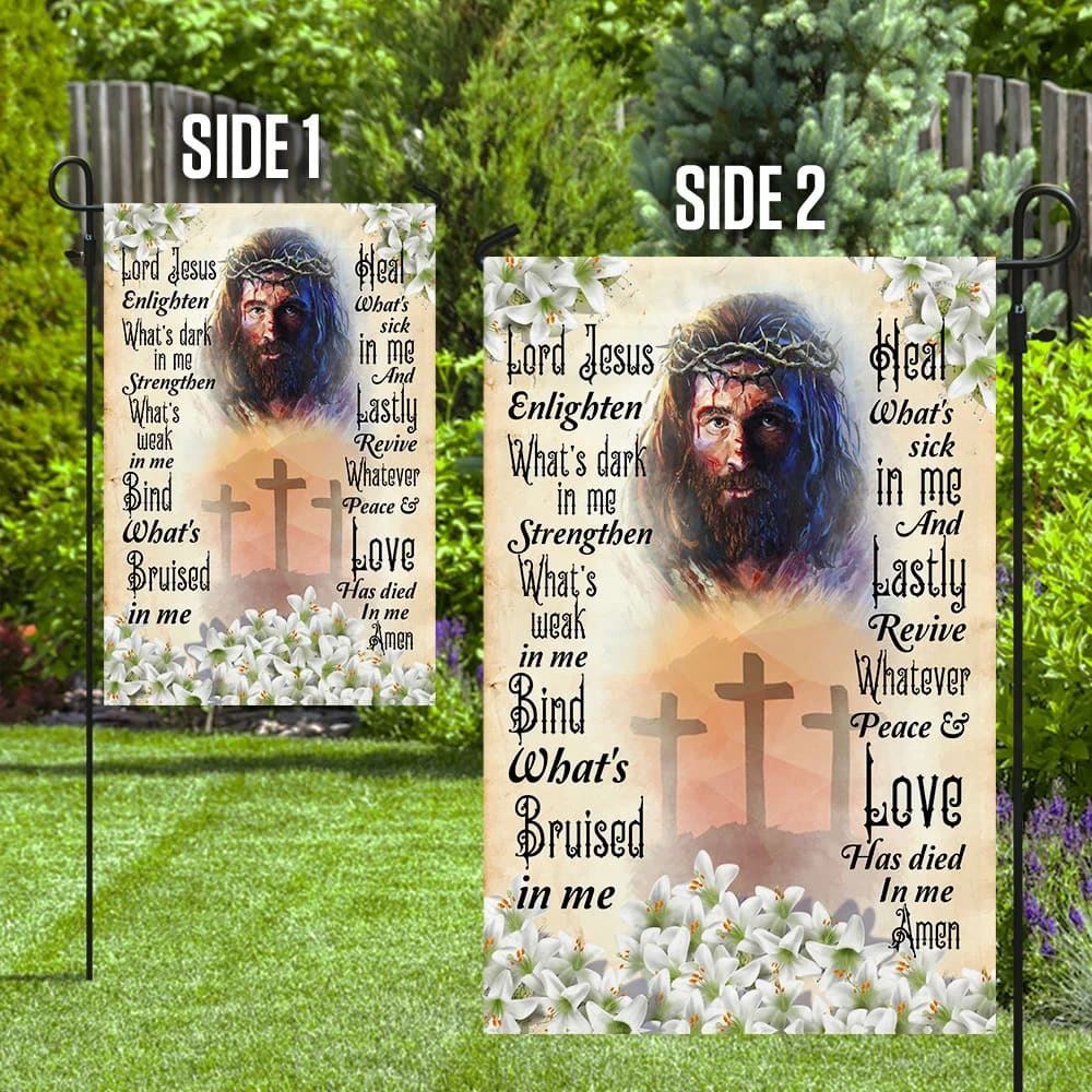 Lord Jesus Enlighten What's Dark In Me Christian House Flags, Christian Flag, Scripture Flag, Garden Banner