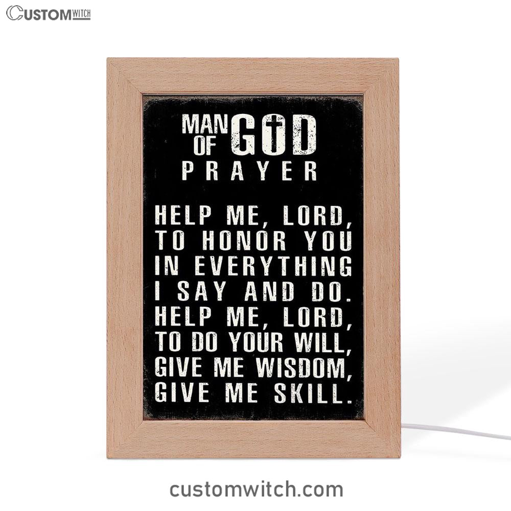 Man Of God Prayer Frame Lamp Prints - Decor For Men - Christian Gifts For Men Husband Him
