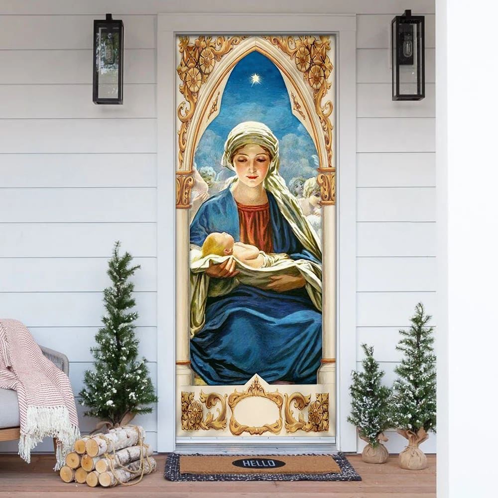 Mary Gives Birth To Jesus Door Cover, Christian Door Decor, Door Christian Church, Christian Door Plaques