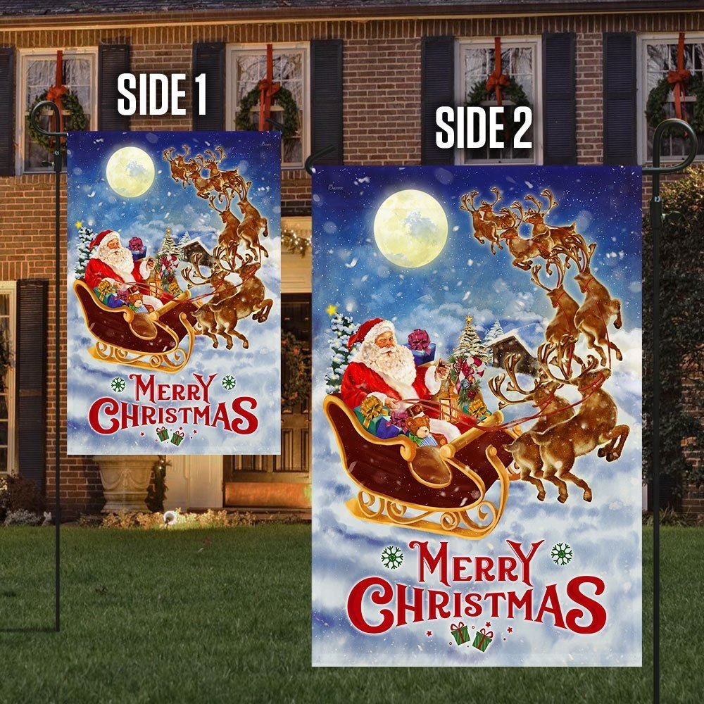 Merry Christmas Flag Santa Claus Reindeer Sled Flag, Christmas Garden Flag, Home Decor Accessories, Christmas Outdoor Decor Ideas