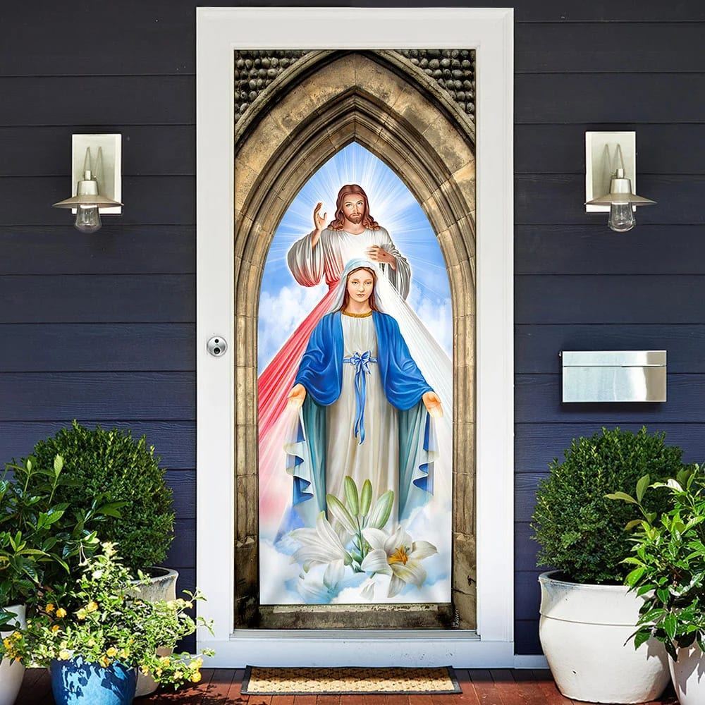 Mother Mary And Jesus Christ Door Cover, Christian Door Decor, Door Christian Church, Christian Door Plaques