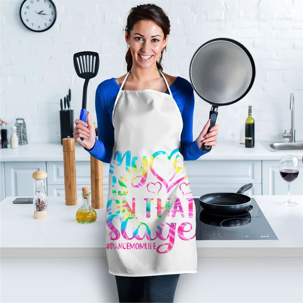 Mother's Day Apron, Dance Mom My Heart Is On That Stage Cheer Mothers Day Apron, Mom Gift, Mother's Day Gift, Funny Apron For Women