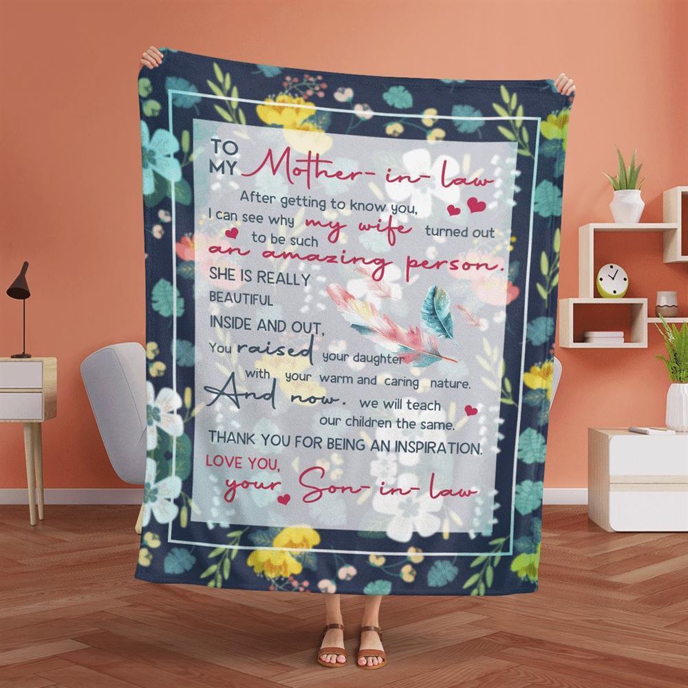 Mother's Day Gift For Mother-In-Law Blanket Thanks For Being An Inspiration Blanket Mother's Day-In-Law Blanket, Birthday Gift