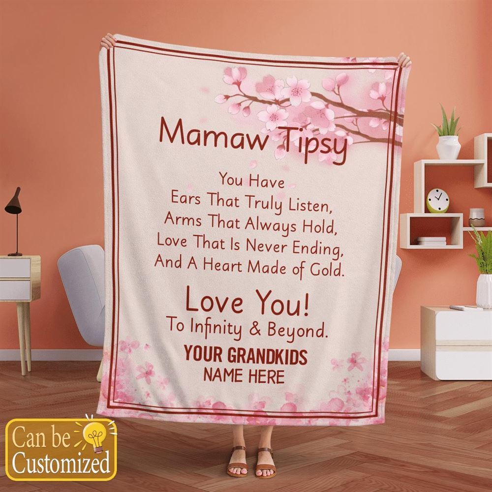 Mother's Day Personalized Blanket For Grandma Mawma Tipsy Love You To Infinity & Beyond Blanket Gift For Grandma, Birthday Gift