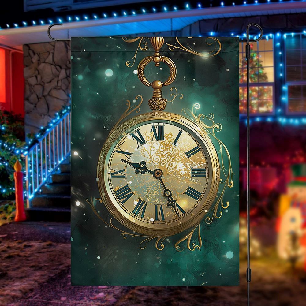 Mystical Timepiece A Celestial Winter's Eve Flag, Christmas Garden Flag, Home Decor Accessories, Christmas Outdoor Decor Ideas