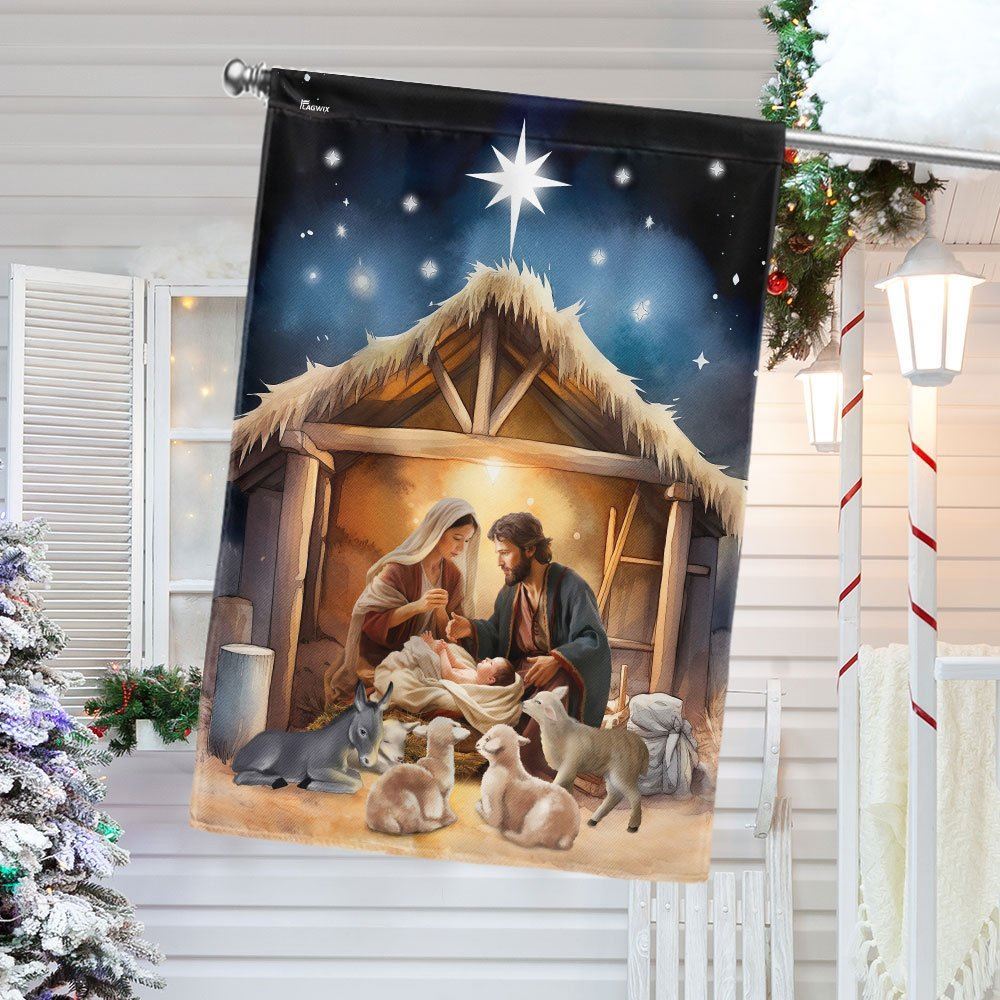 Nativity Of Jesus Christmas Flag Oh Holy Night Christmas Flag, Christian Christmas House Flag, Christmas Outdoor Decor Ideas