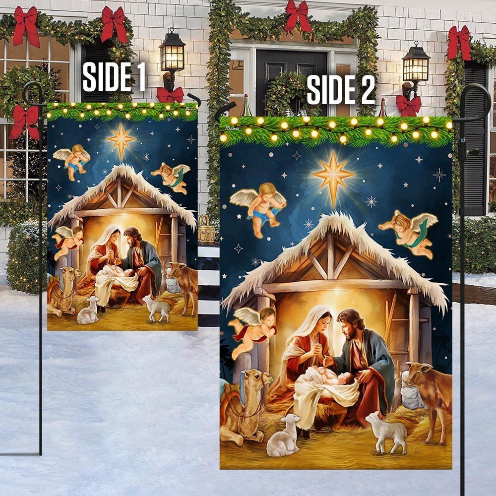 Nativity Of Jesus Christmas Flag Oh Holy Night Flag, Christian Christmas House Flag, Christmas Outdoor Decor Ideas