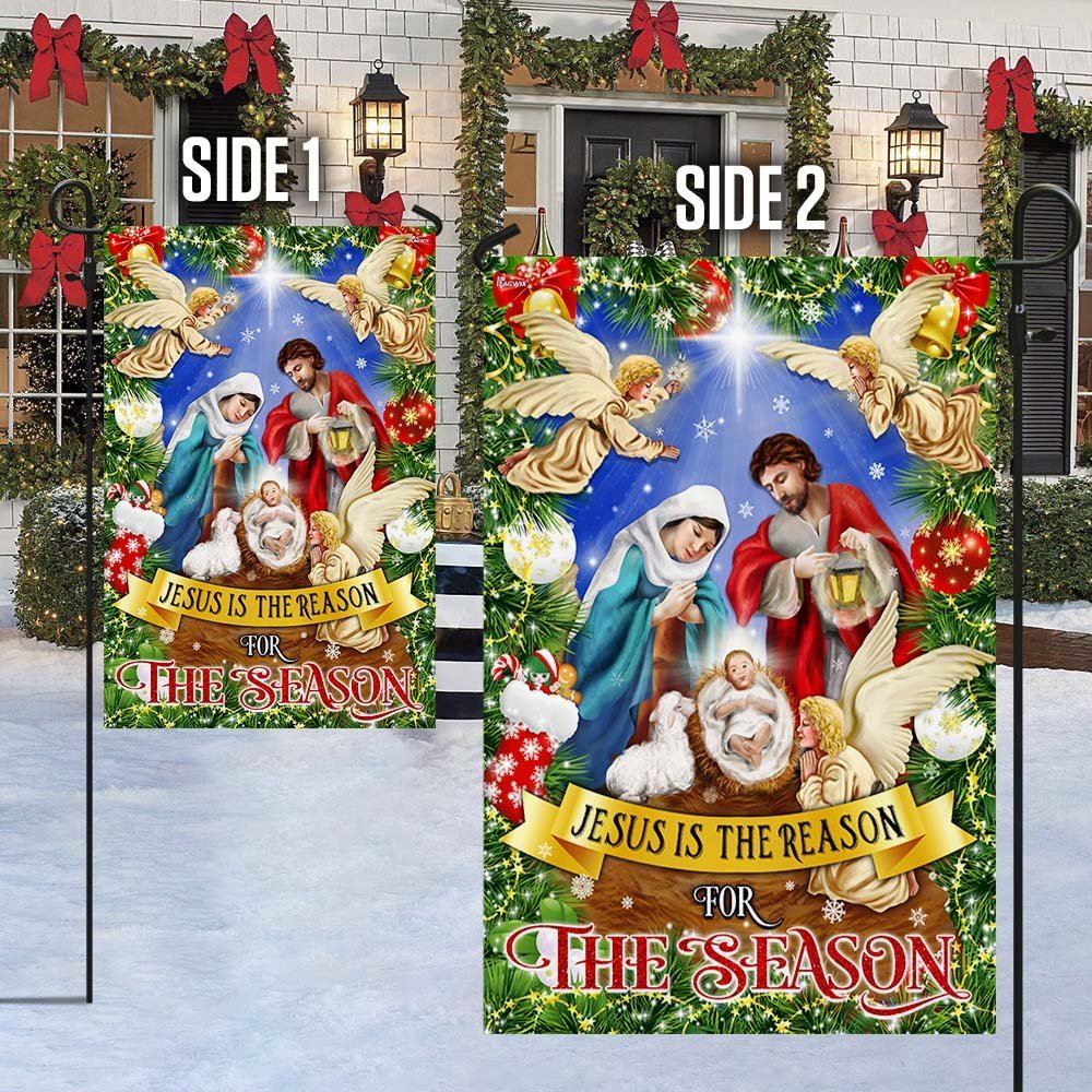 Nativity Of Jesus Holy Night Christmas Flag Jesus Is The Reason For The Season Flag, Christian Christmas House Flag, Christmas Outdoor Decor Ideas