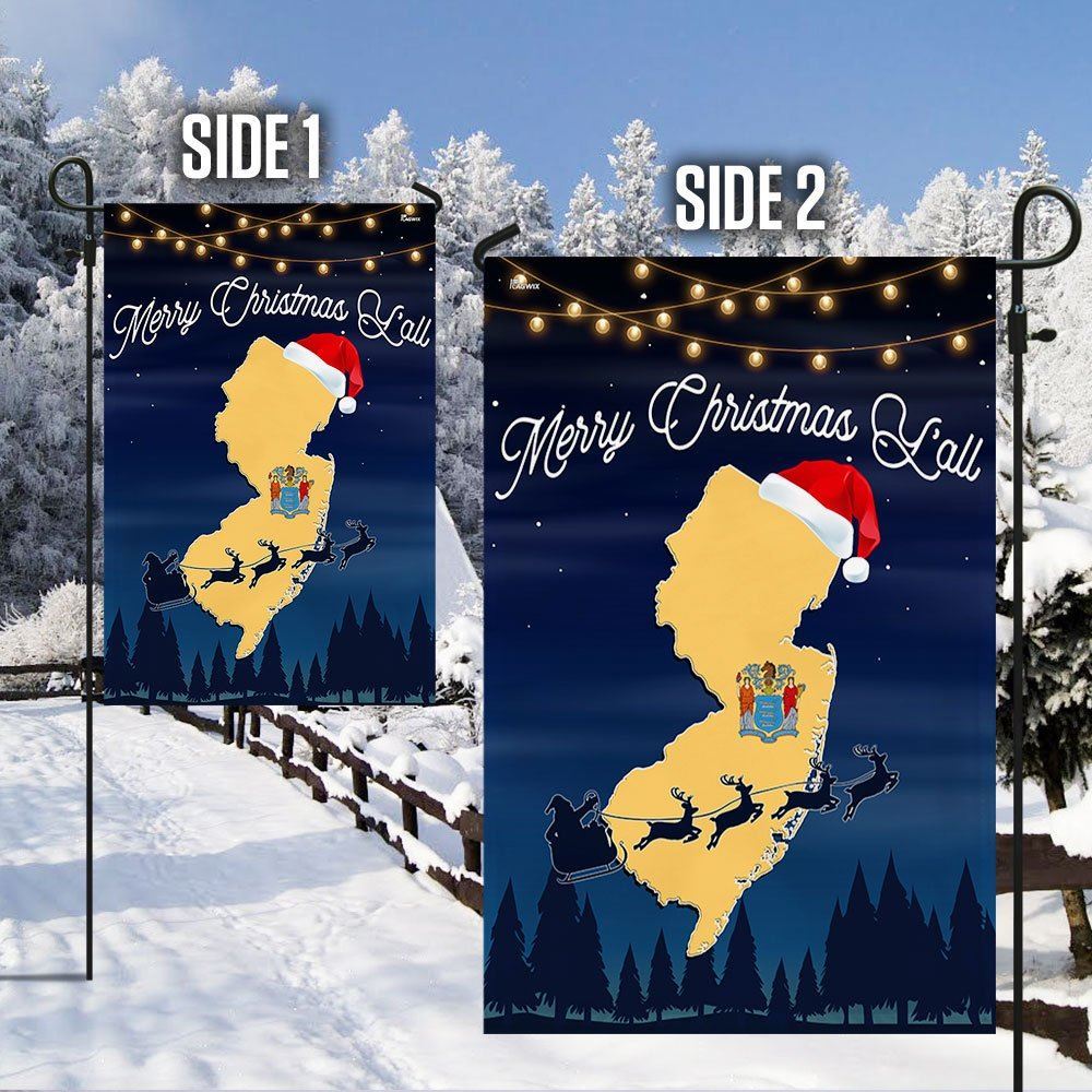 New Jersey Merry Christmas Y'all Flag, Christmas Garden Flag, Home Decor Accessories, Christmas Outdoor Decor Ideas