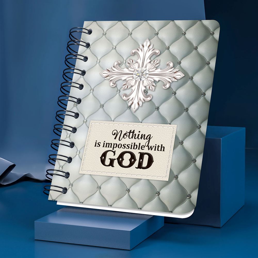 Nothing Is Impossible With God Christian Spiral Journal, Christian Art Gifts Journal